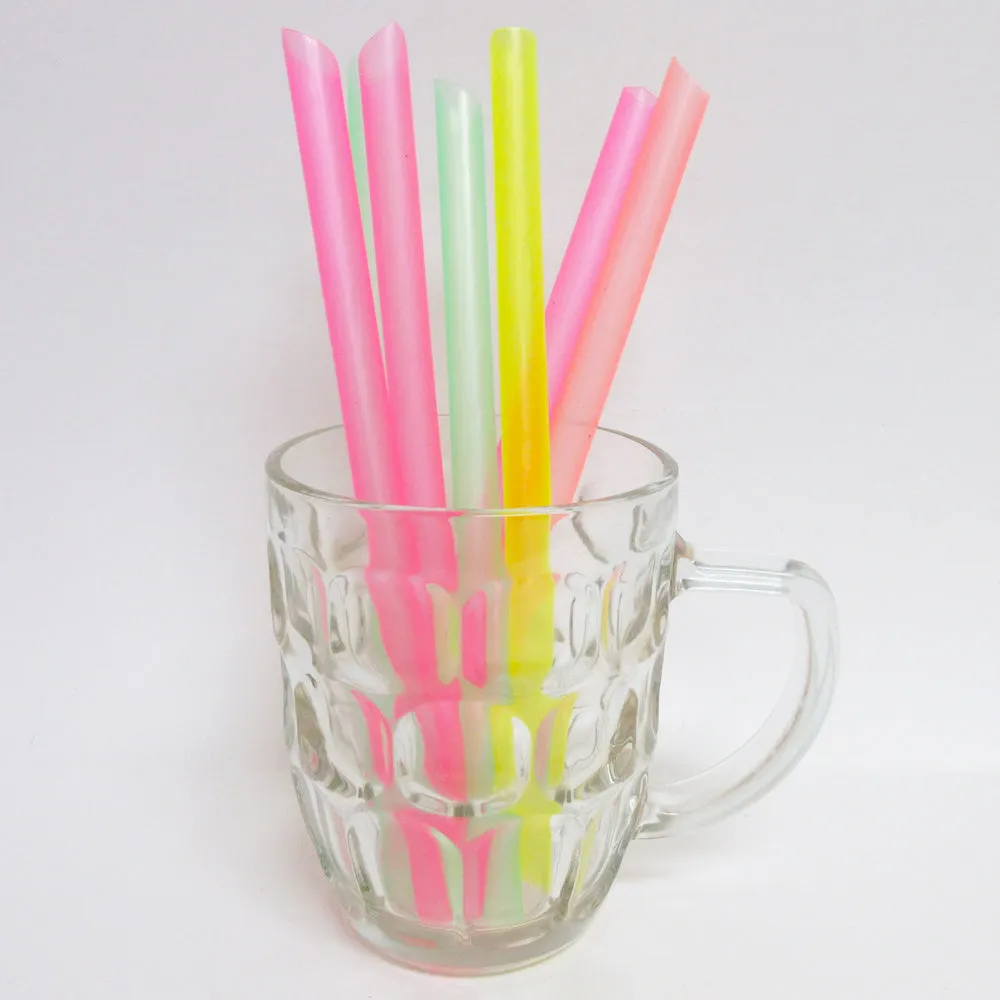 100 Milkshake Straws Jumbo Smoothie Drinking Party Neon Large Thick Straw Boba