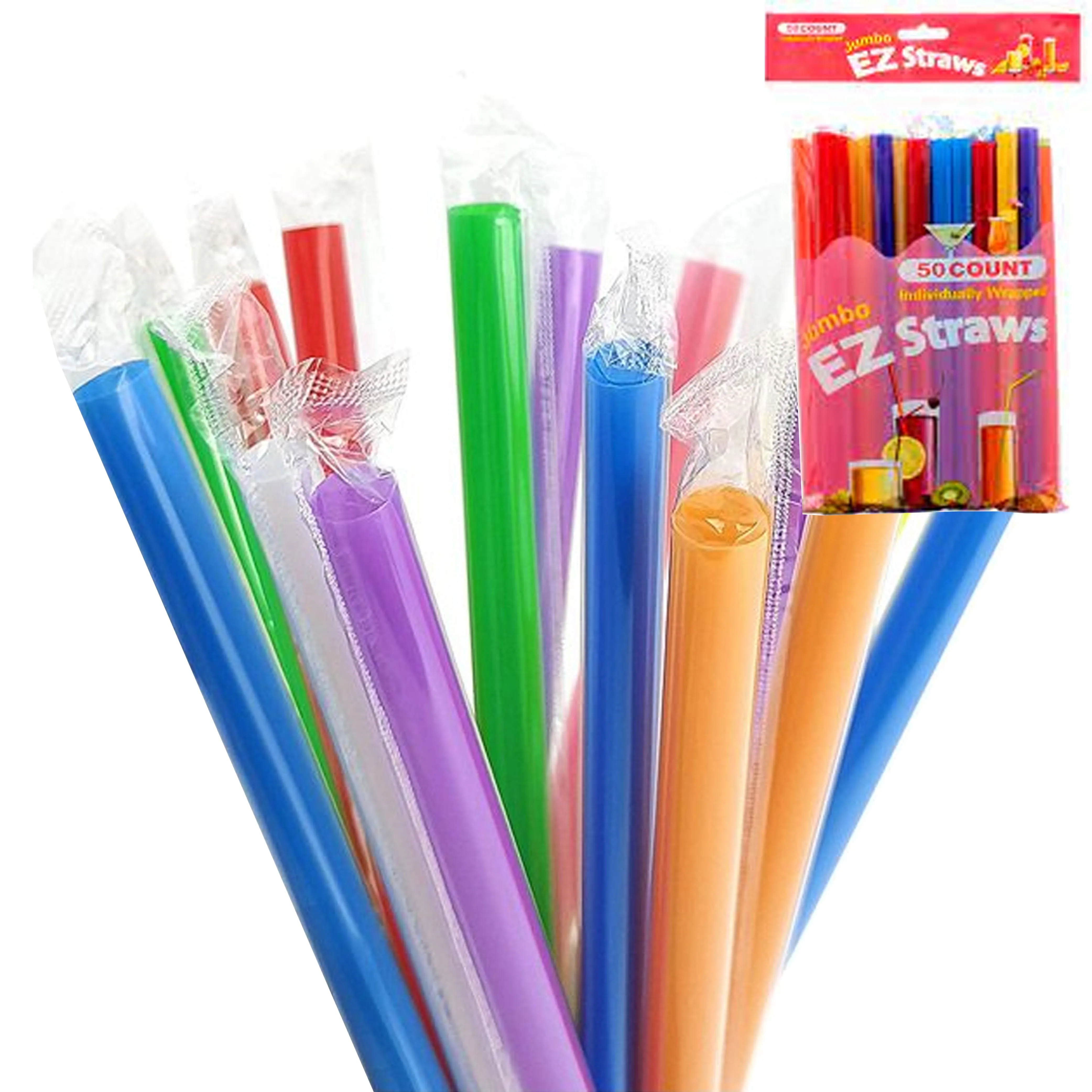 100 Milkshake Straws Jumbo Smoothie Drinking Party Neon Large Thick Straw Boba