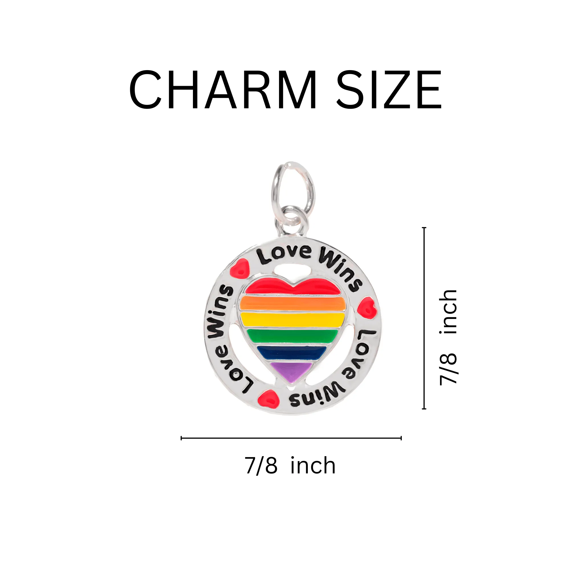 12 Round Rainbow Heart Love Wins Horseshoe Keychains