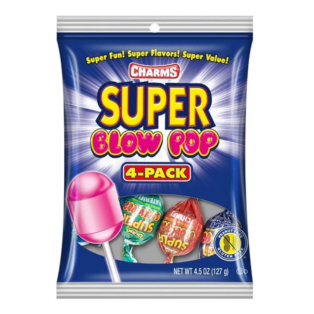 3 Bags Charms Super Blow Pops Lollipops Candy Gum Party Favors Goody Bag 12 PC