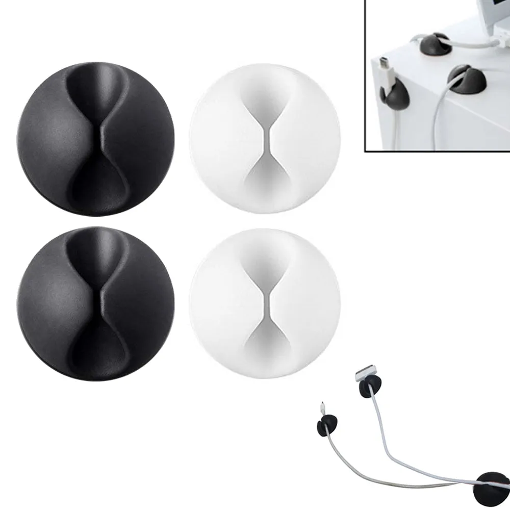 4PC Silicone Cable Clip Cord Organizer Grip Desktop Wall USB Wire Charger Holder