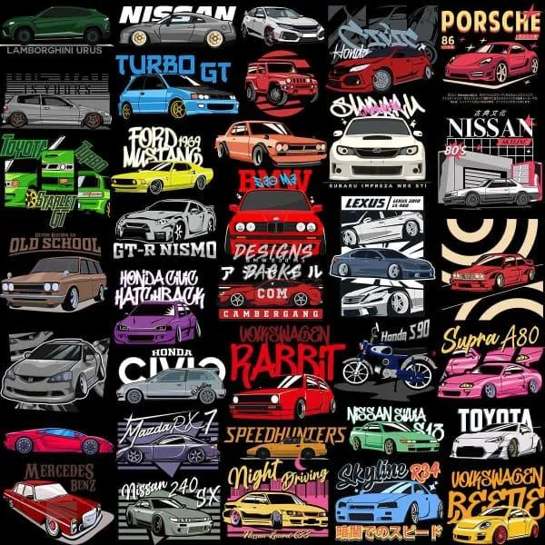 69 Cars Designs Bundle PNG AI