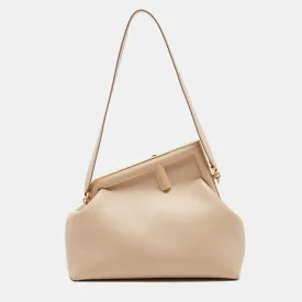 Beige Leather Medium First Shoulder Bag
