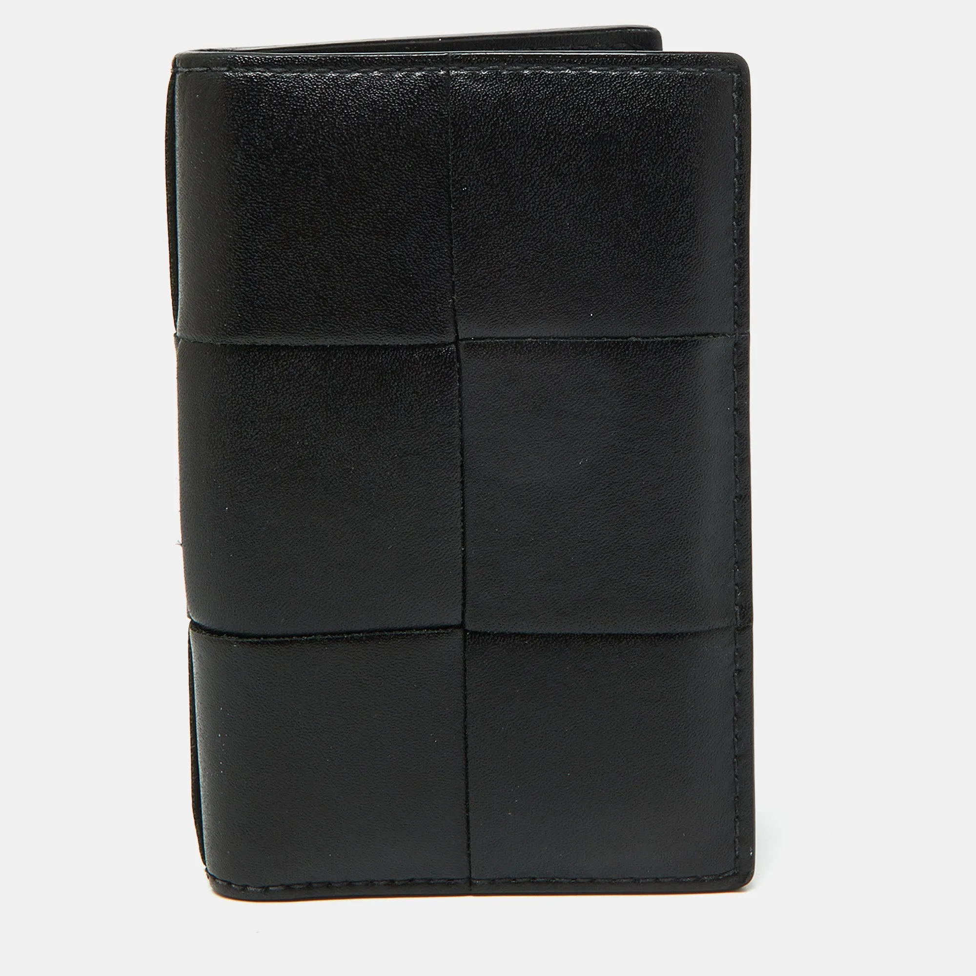 Black Leather Cassette Flap Card Case
