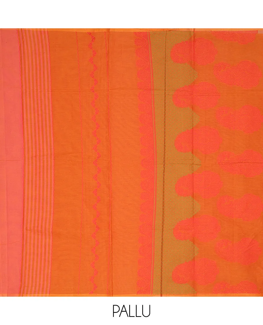 Borderless multi-color striped cotton saree with unique designs, self-pallu of intricate designs