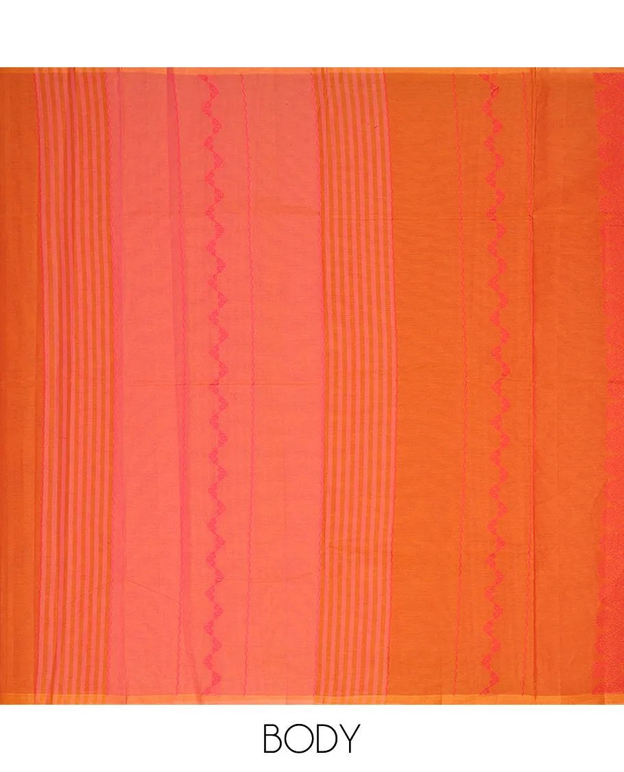 Borderless multi-color striped cotton saree with unique designs, self-pallu of intricate designs