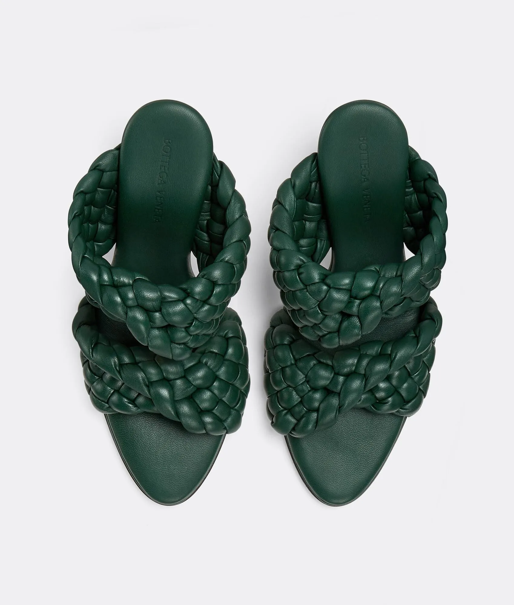 BOTTEGA VENETA CURVE LEATHER SANDALS VERT FONCEE