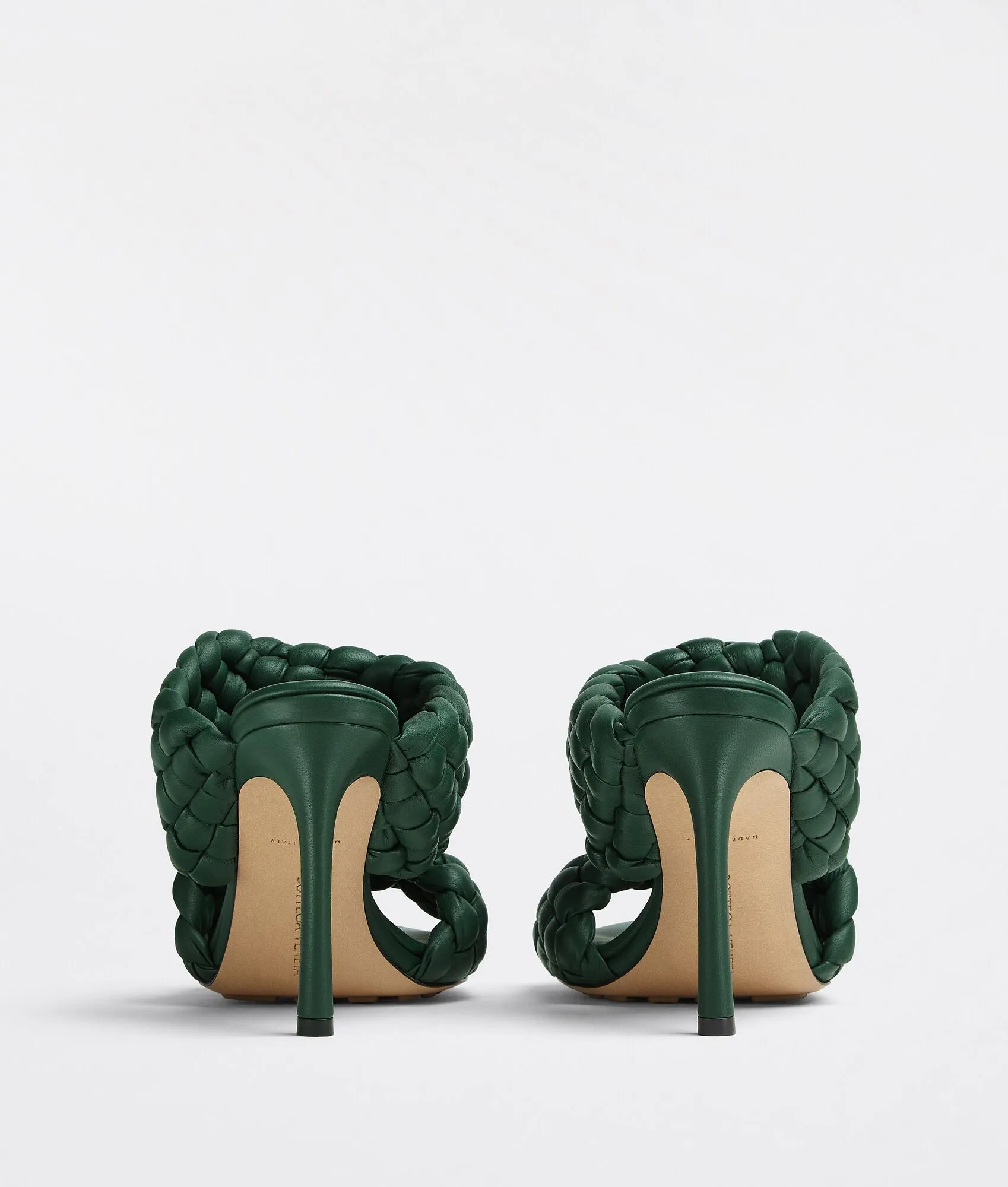 BOTTEGA VENETA CURVE LEATHER SANDALS VERT FONCEE
