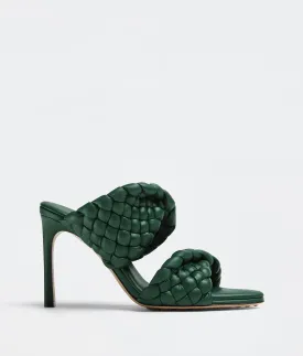 BOTTEGA VENETA CURVE LEATHER SANDALS VERT FONCEE