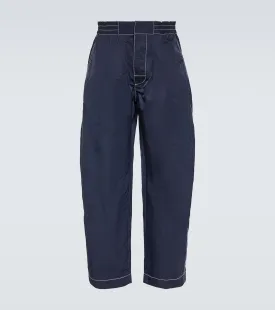 Bottega Veneta High Waist Barrel Pants, Blue