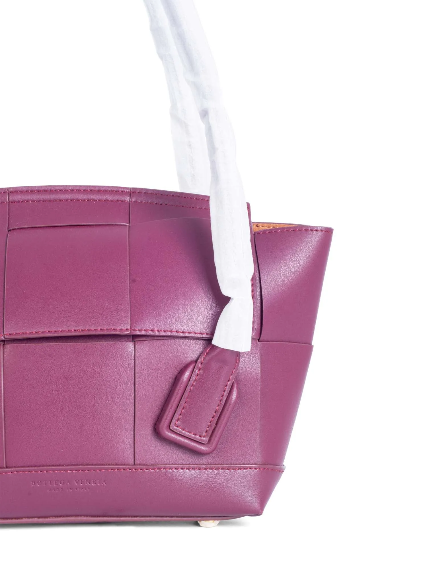 Bottega Veneta Intercciato Leather Arco Top Handle Bag Burgundy