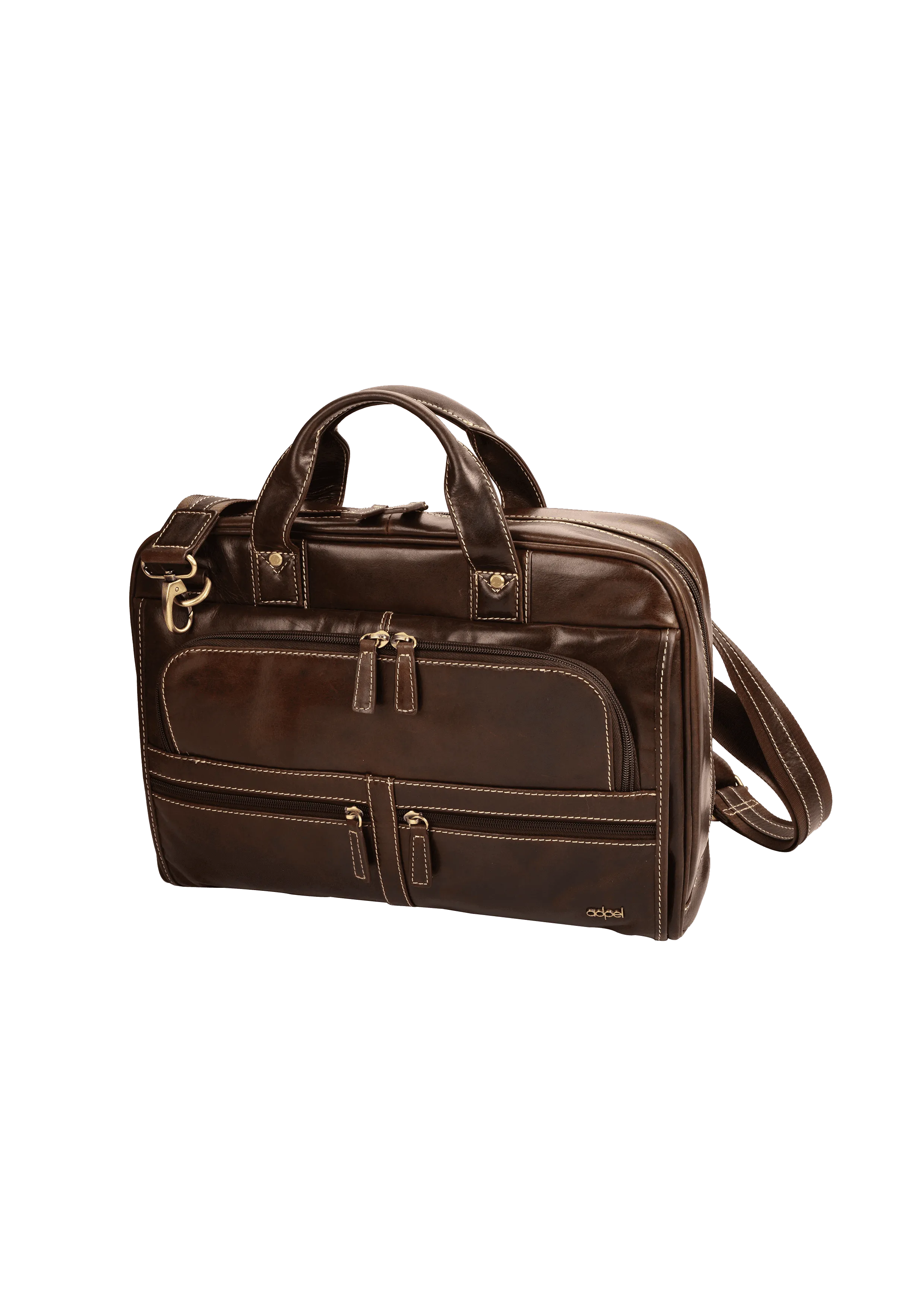 Capri Genuine Leather Computer Laptop Bag - Brown