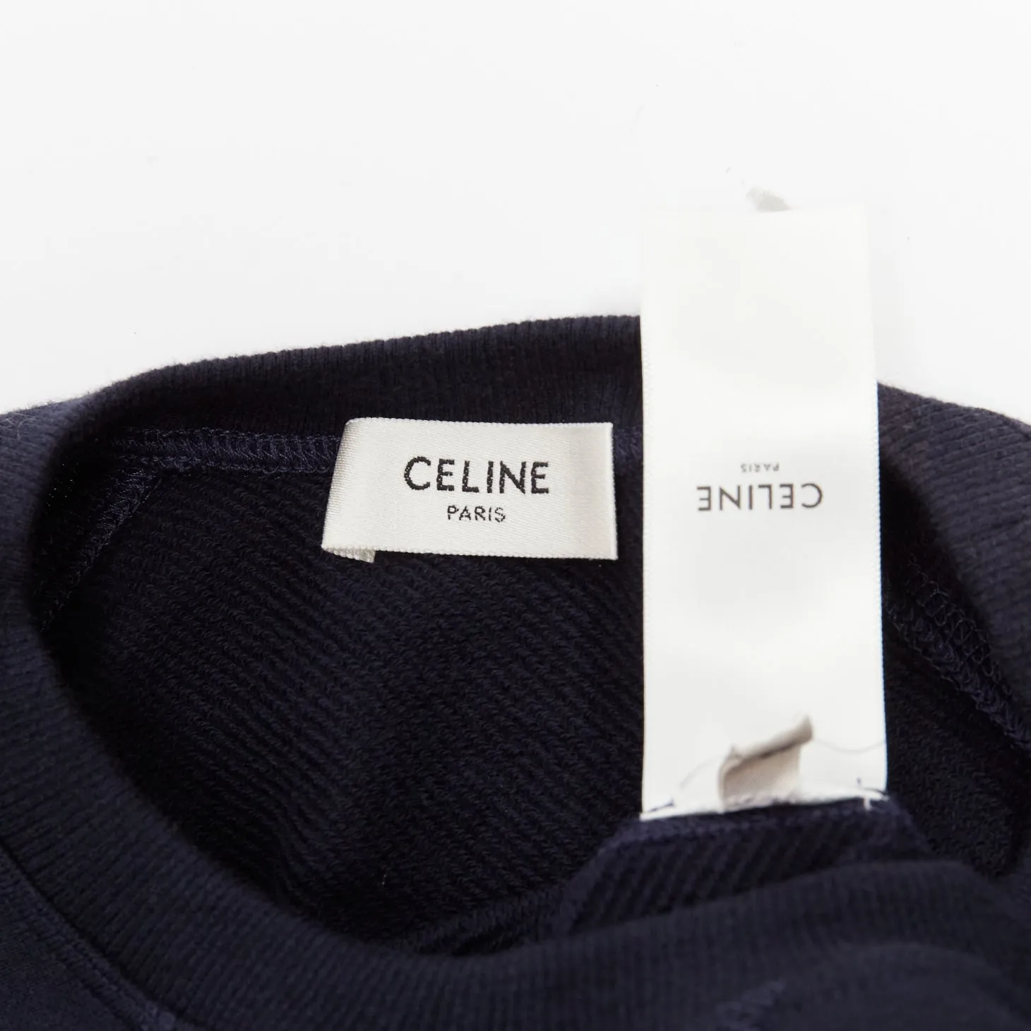 CELINE Anchor navy cotton cashmere logo print crew long sleeve sweatshirt XS