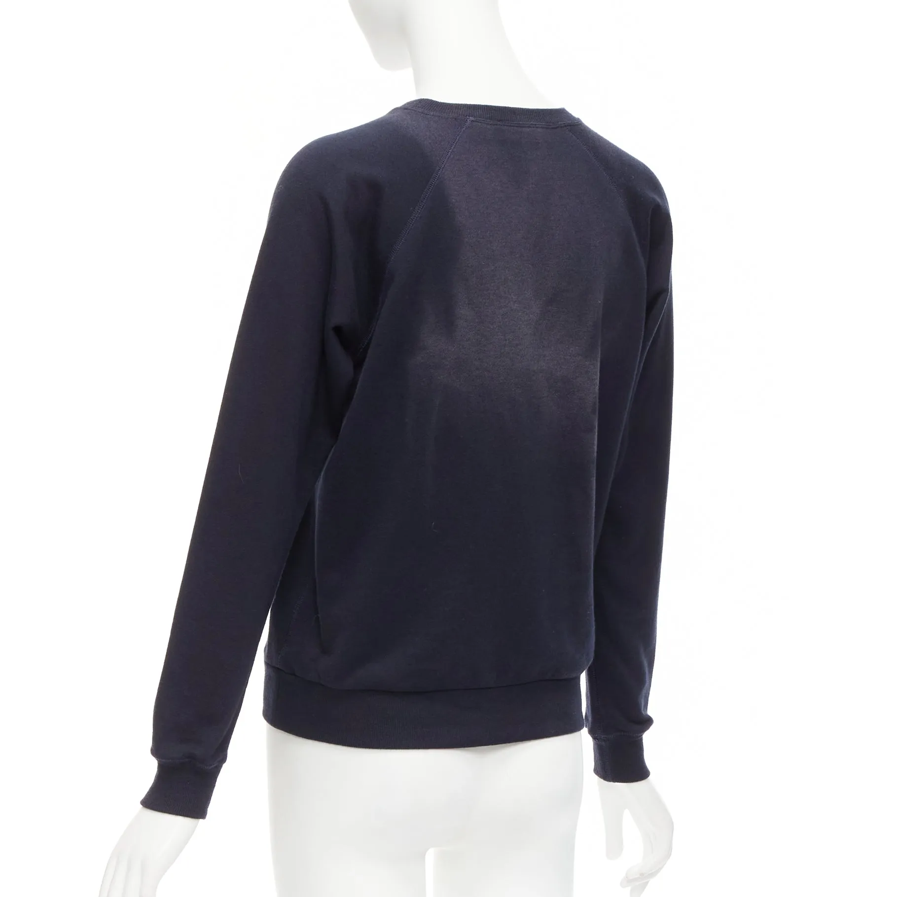 CELINE Anchor navy cotton cashmere logo print crew long sleeve sweatshirt XS
