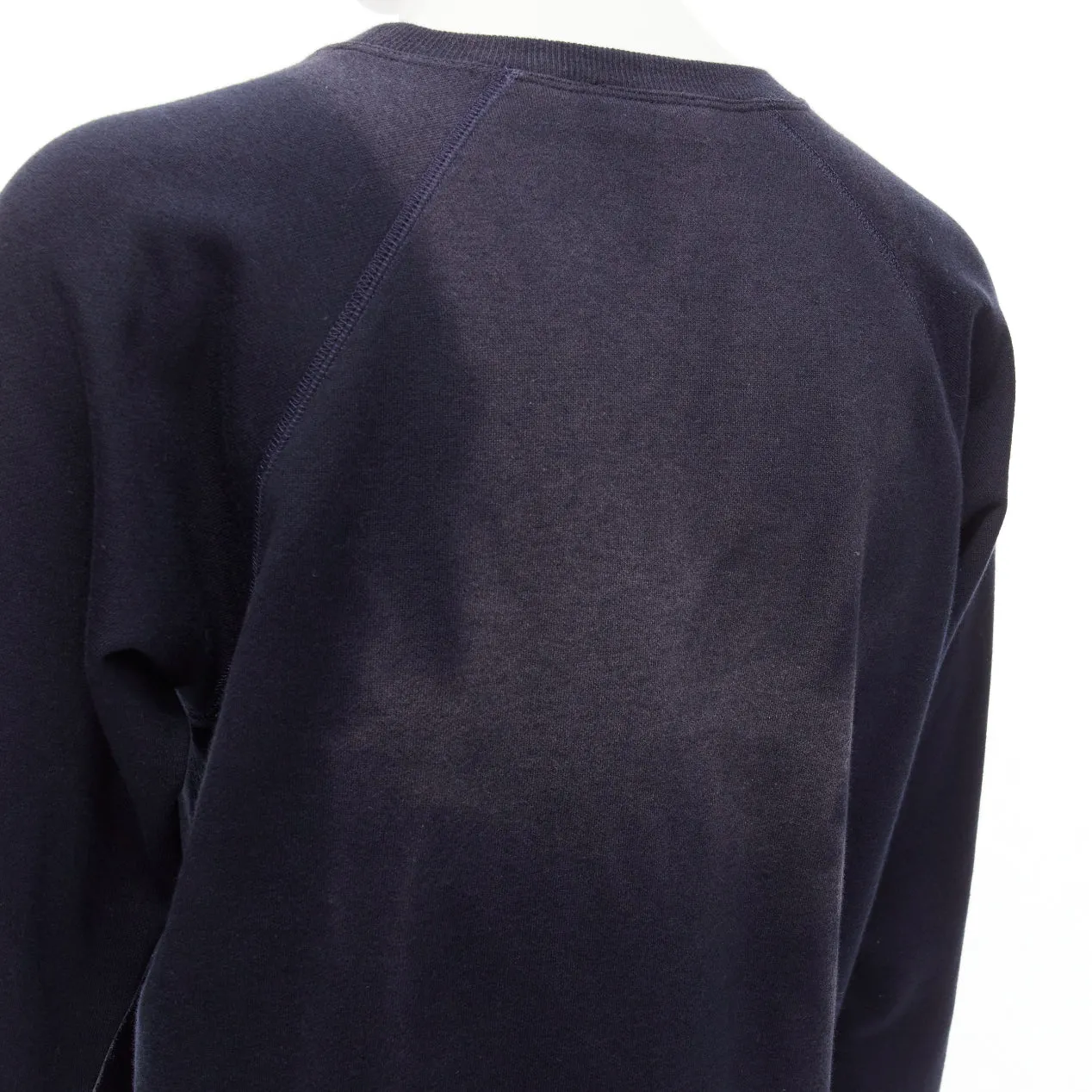 CELINE Anchor navy cotton cashmere logo print crew long sleeve sweatshirt XS