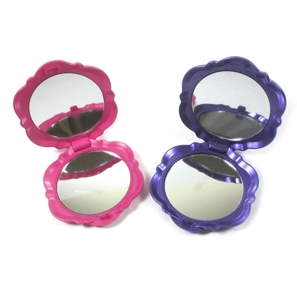 Compact Portable Pocket Mirror Rose Double Sided Folding Magnifying Makeup Stand