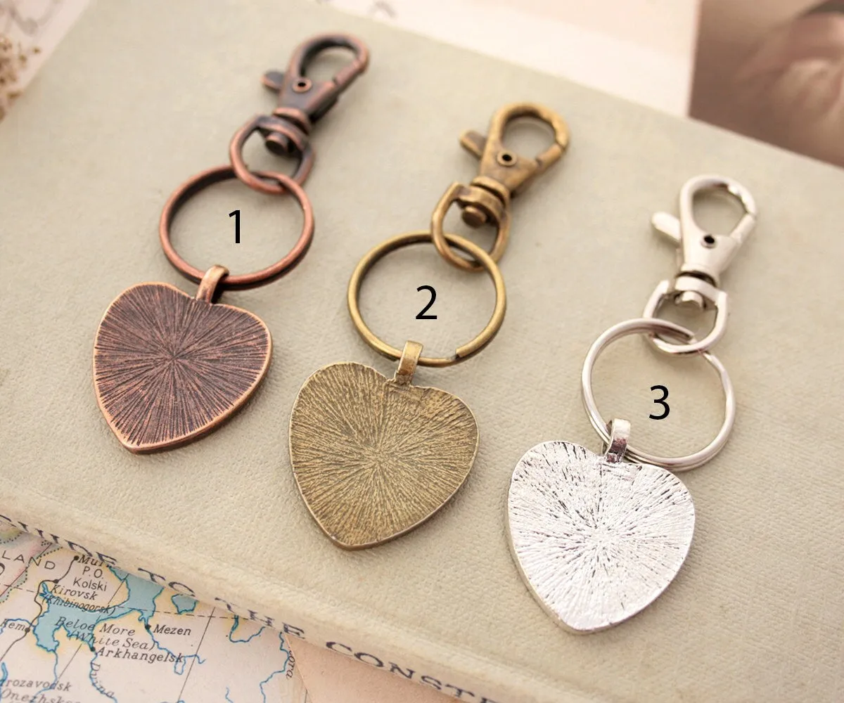 Custom Map Heart Keychain Personalised Keyring I Mother's Day Gift for Mom I Heart Map Key Fob