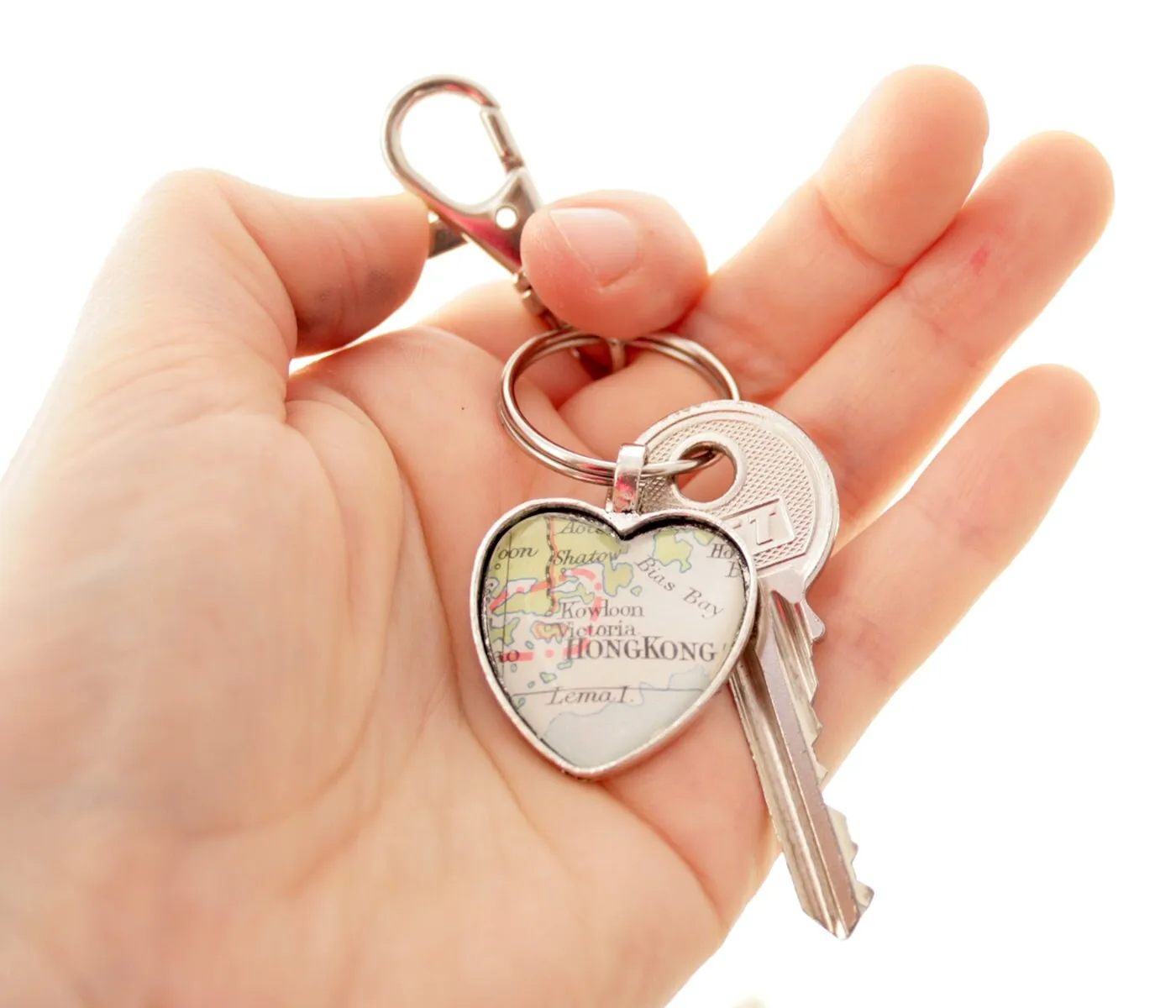 Custom Map Heart Keychain Personalised Keyring I Mother's Day Gift for Mom I Heart Map Key Fob