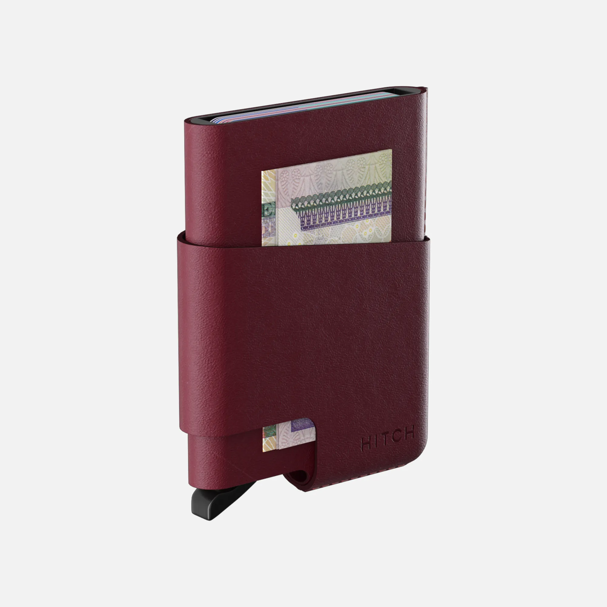 CUT-OUT Cardholder - RFID Block Featured - Handmade Natural Genuine Leather - Burgundy