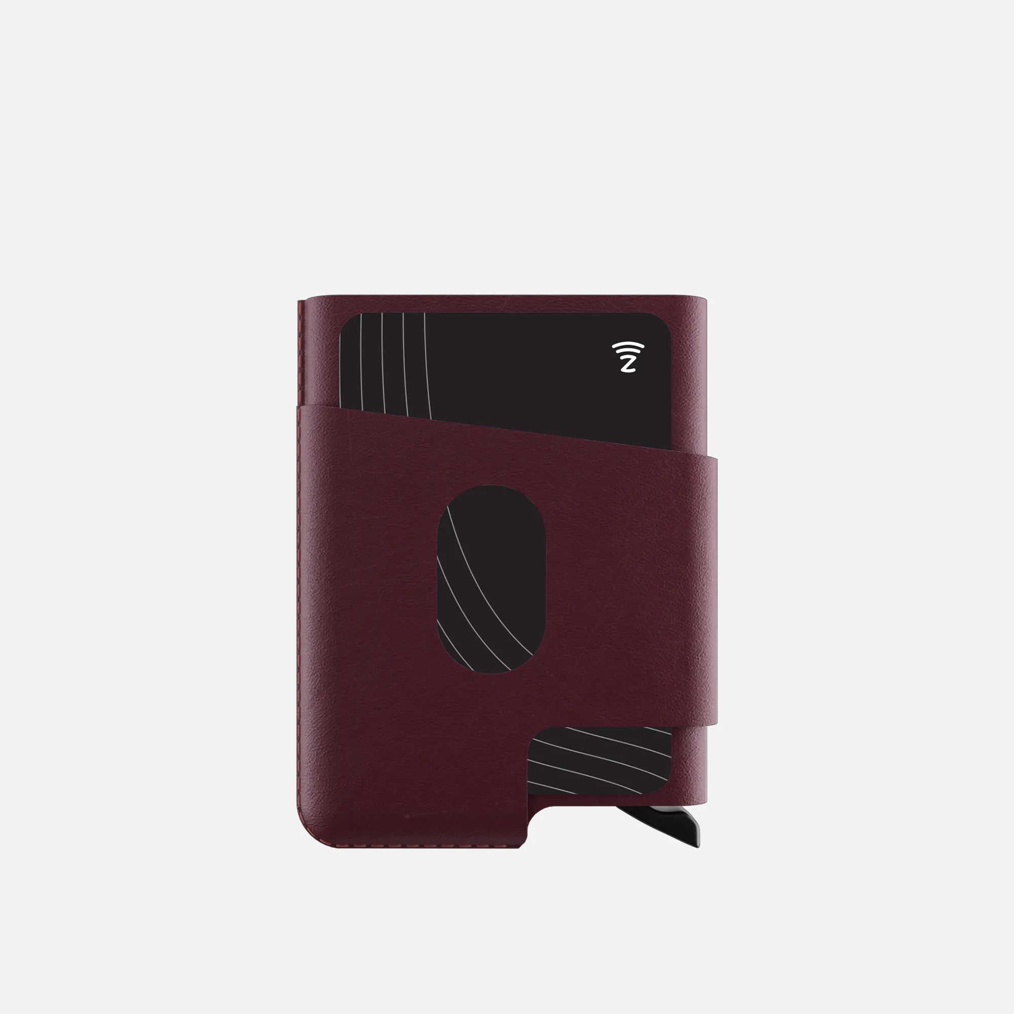 CUT-OUT Cardholder - RFID Block Featured - Handmade Natural Genuine Leather - Burgundy