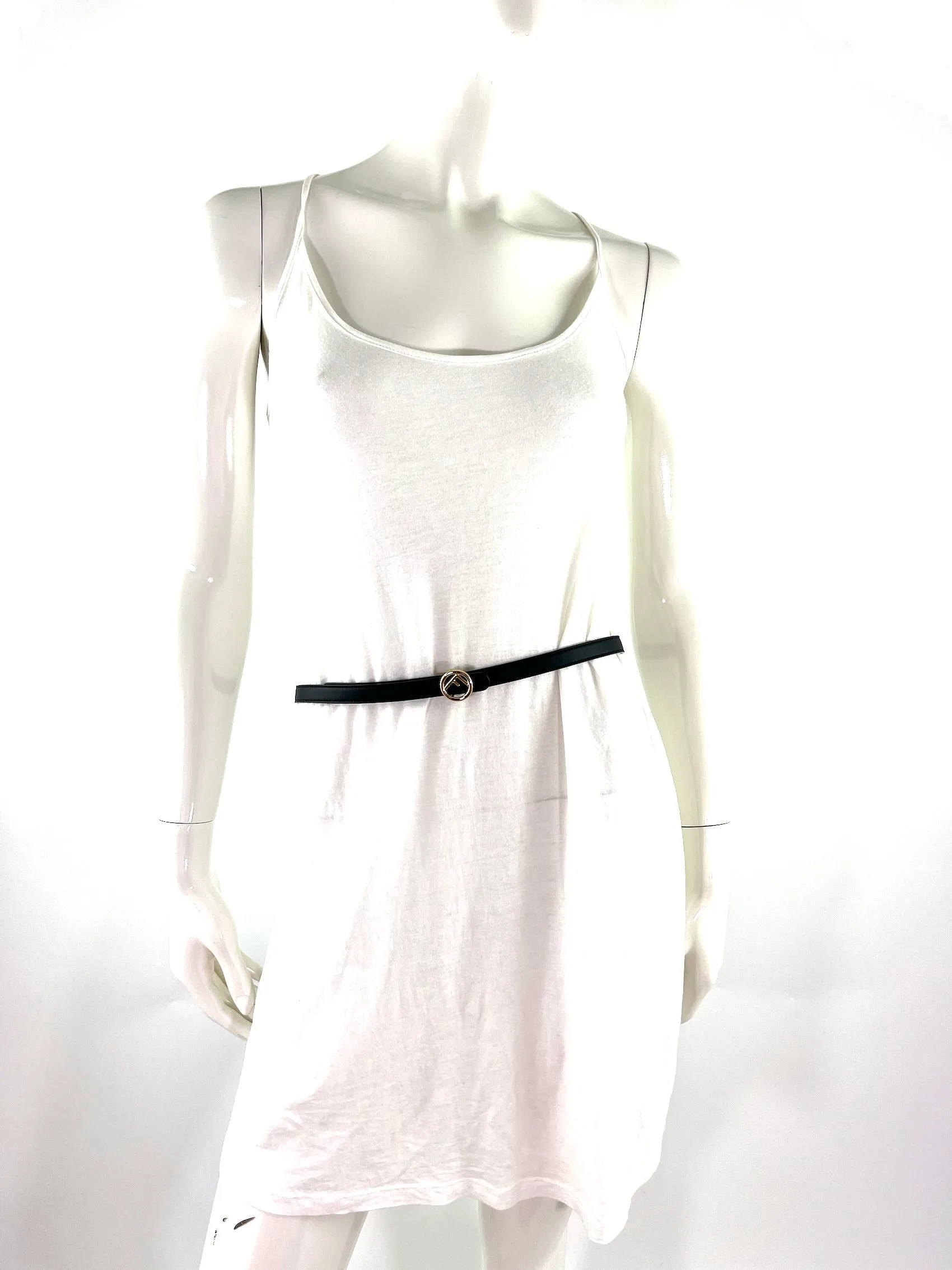 FENDI Black Leather Skinny Belt 85
