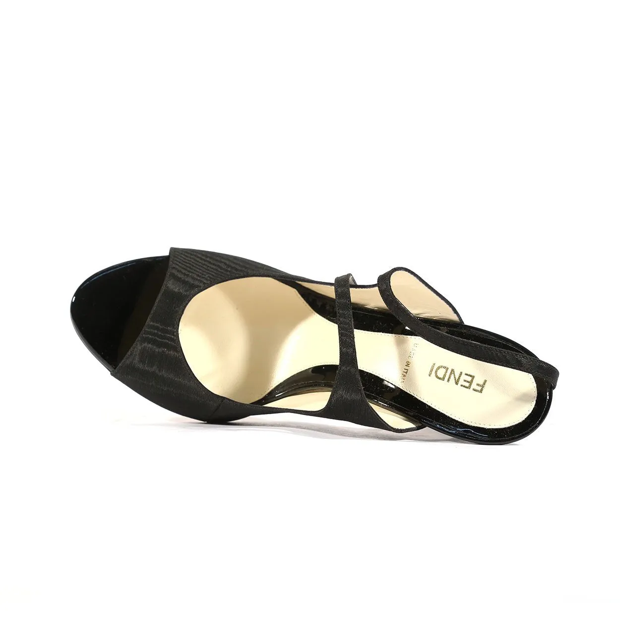 Fendi Designer Shoes for women Black Satin Open-toes 8F2926 (FFW07)
