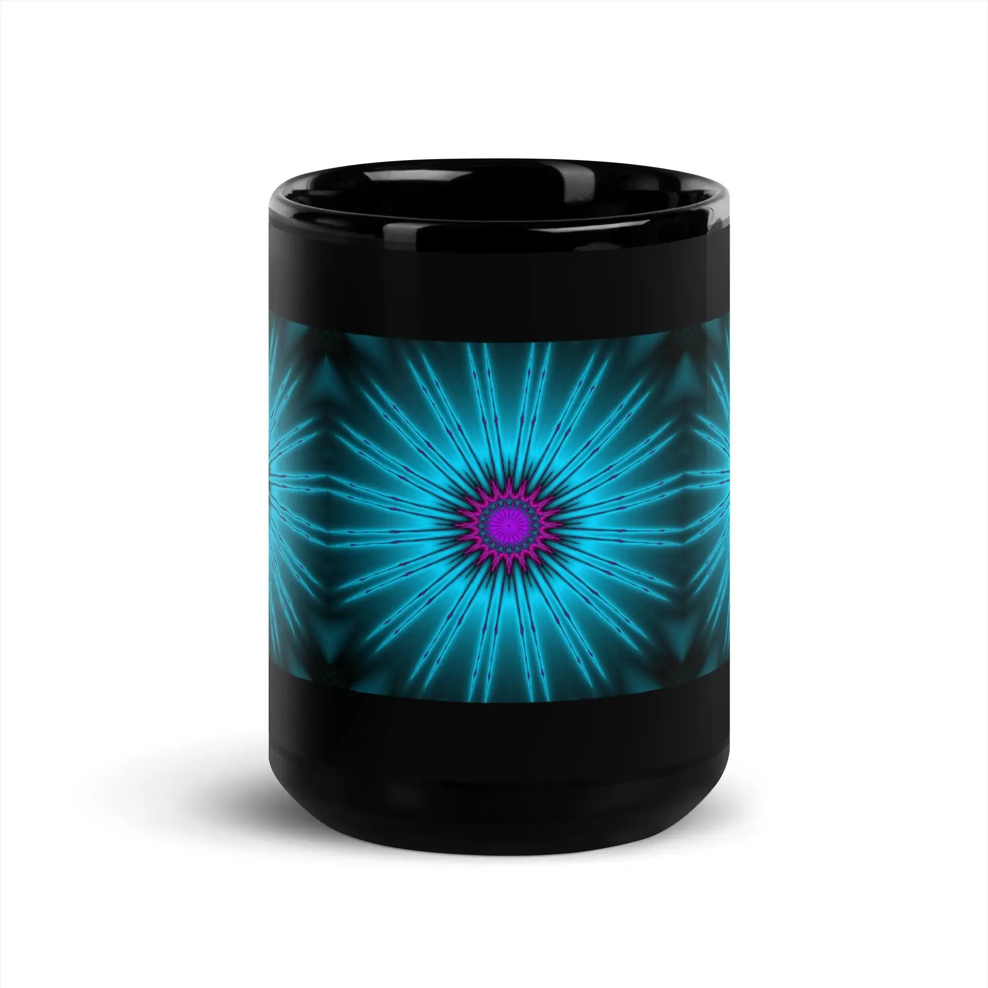 Glowing Fractal Black Glossy Mug