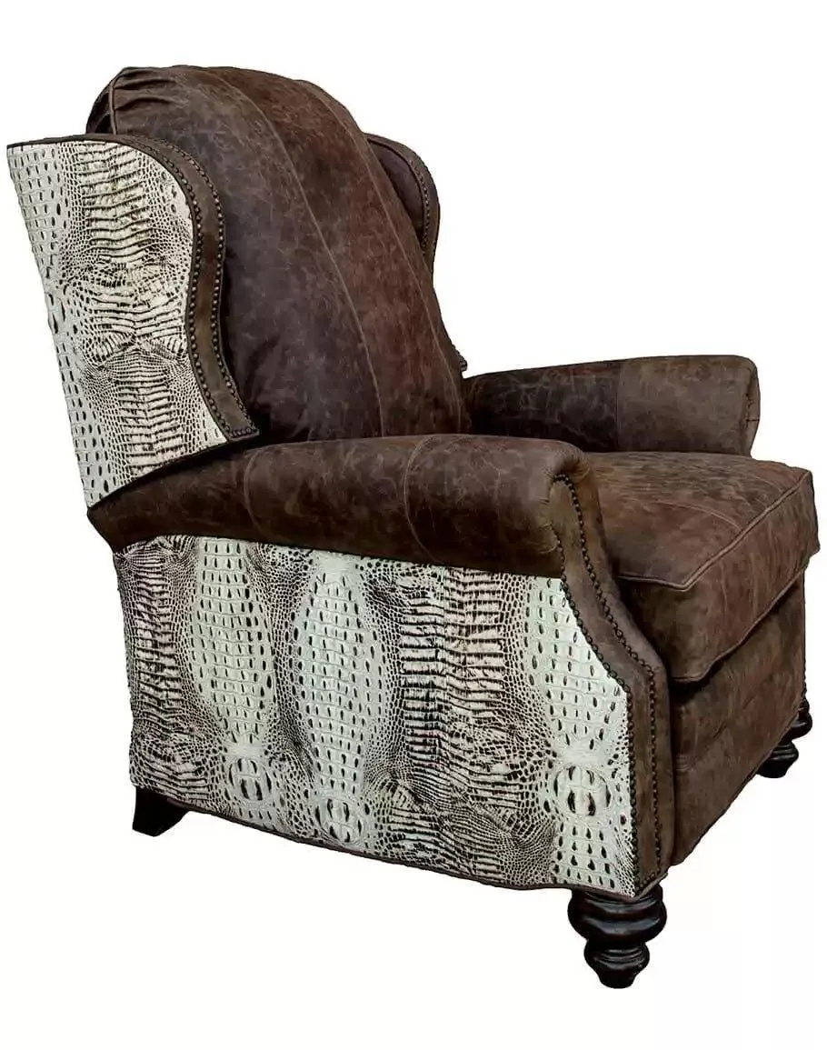 Ivory Croc Leather Recliner