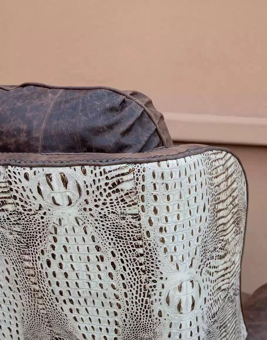 Ivory Croc Leather Recliner