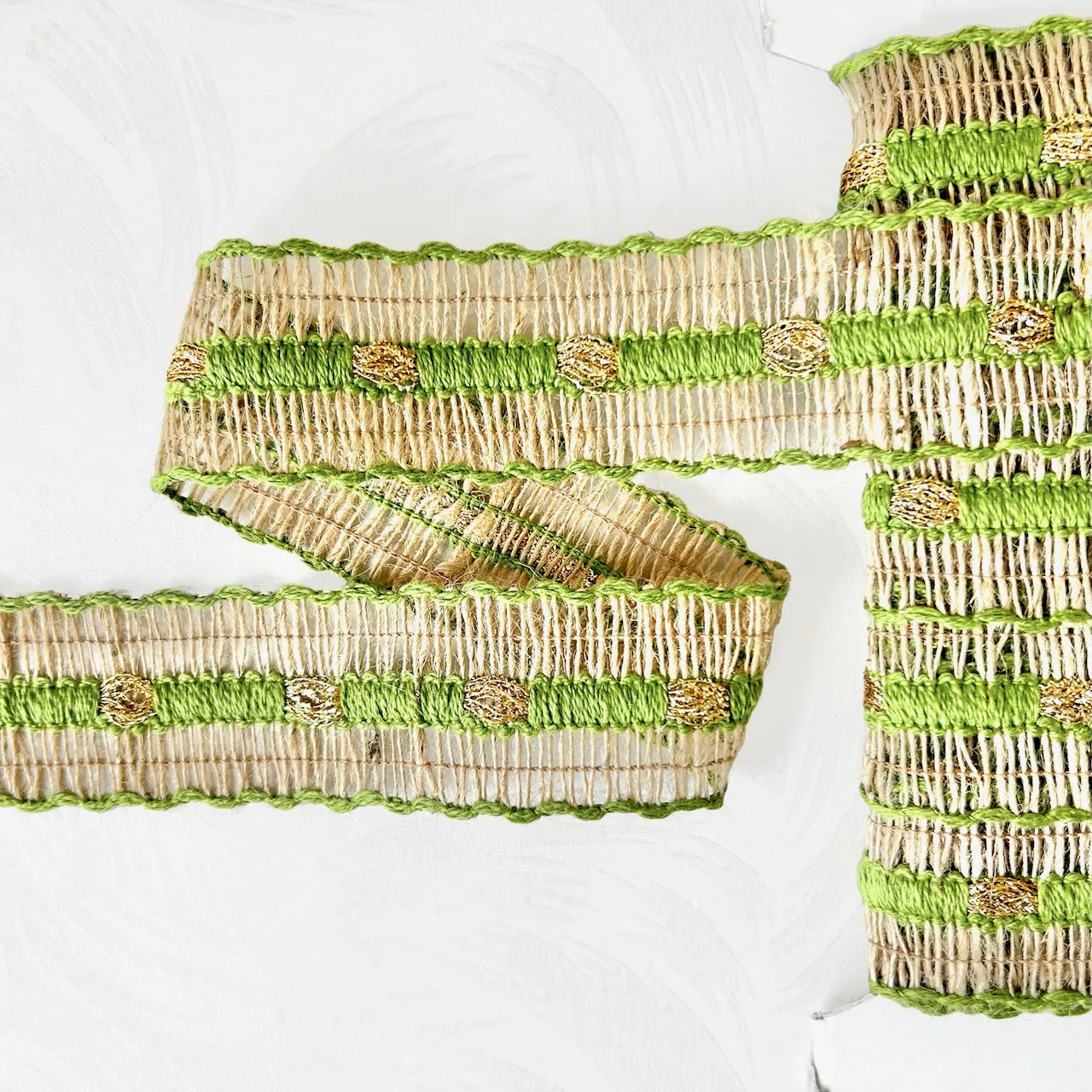 Jute & Metallic Gold Braid 1-5/8" - Multiple Colorways