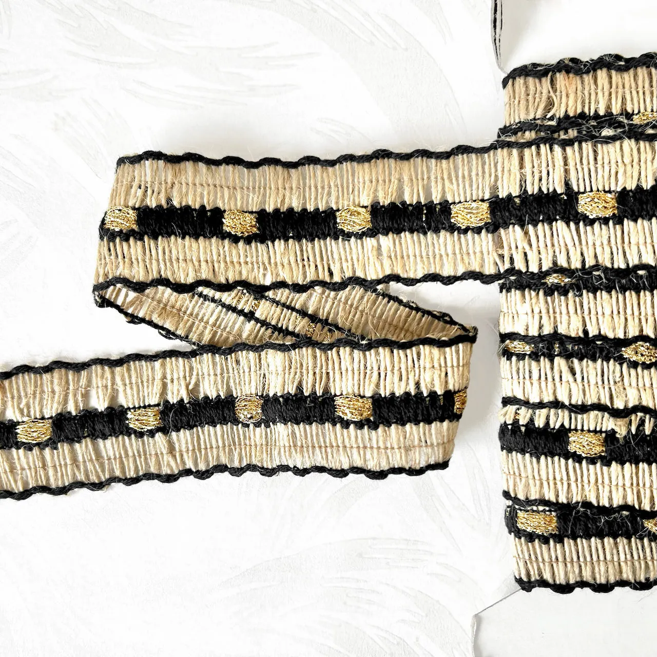 Jute & Metallic Gold Braid 1-5/8" - Multiple Colorways