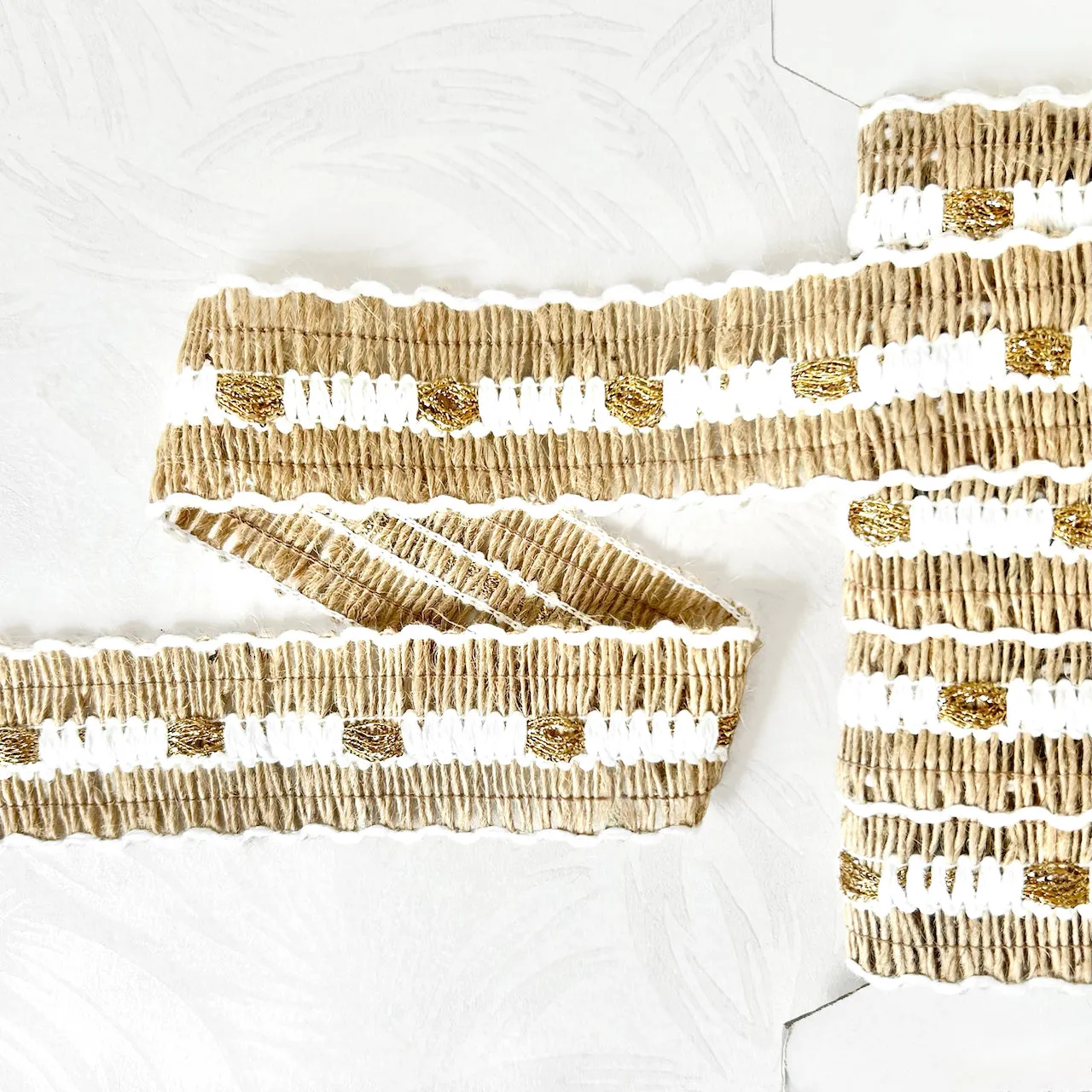 Jute & Metallic Gold Braid 1-5/8" - Multiple Colorways