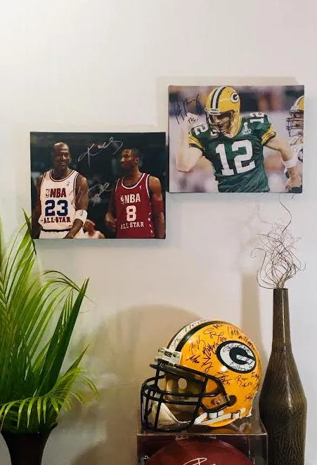 Kobe Bryant & Michael Jordan Facsimile Autograph 11x14 Canvas Print Wall Art