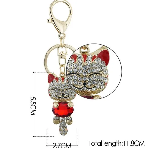 Lucky Smiling Pretty Kitty Keychain