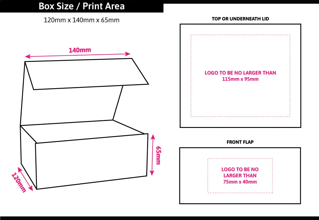 Matt Black Foil Printed Boxes 120x140x65mm