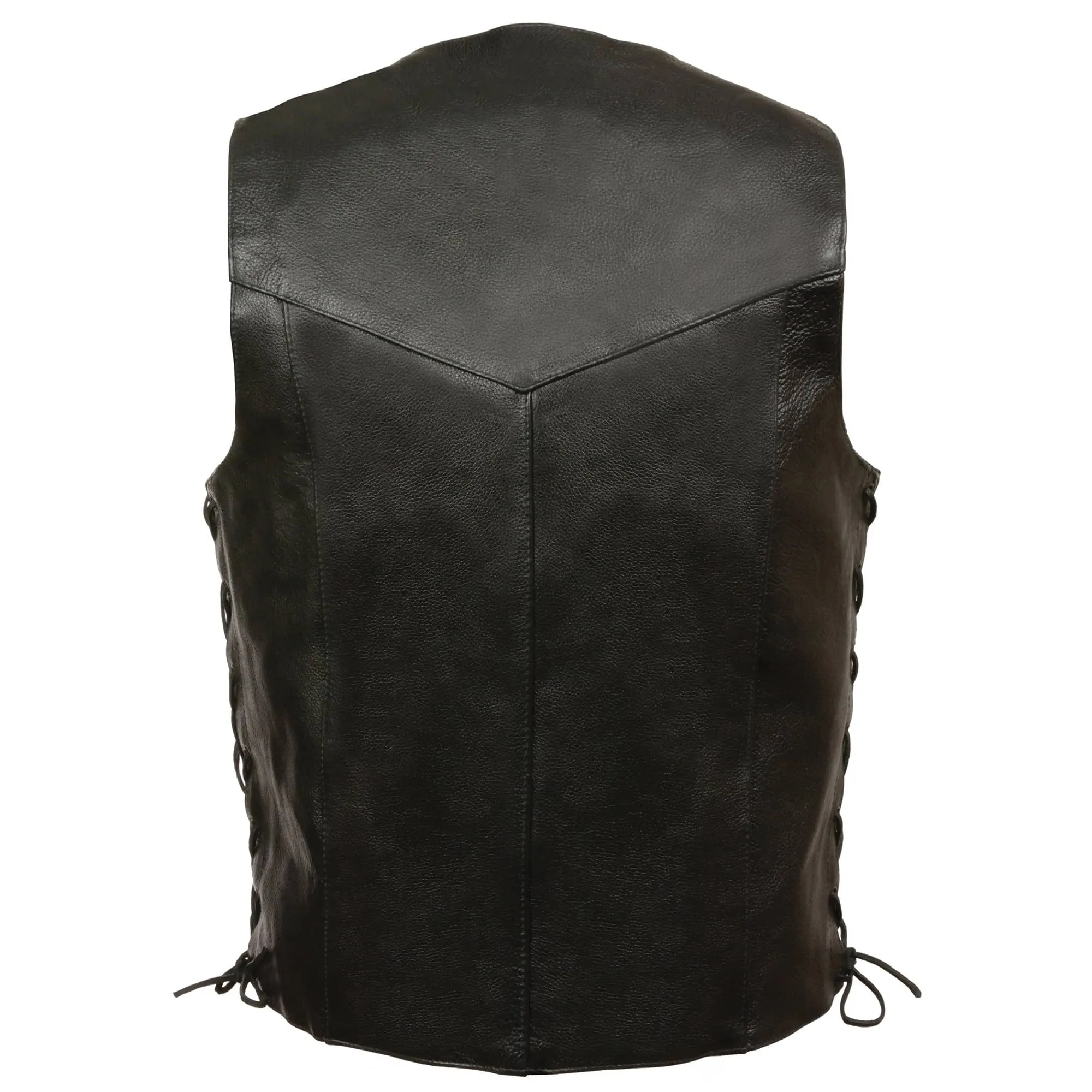 Men’s Black Classic Side Lace Biker Vest