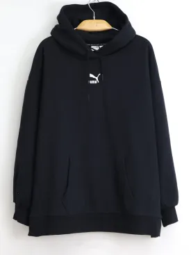 Men's Brand Logo Embroidered Hoodie,Black