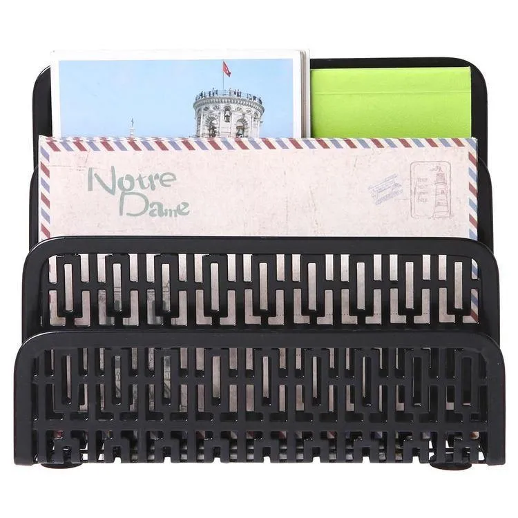 Metal Cut-out Design Mail Sorter, Black