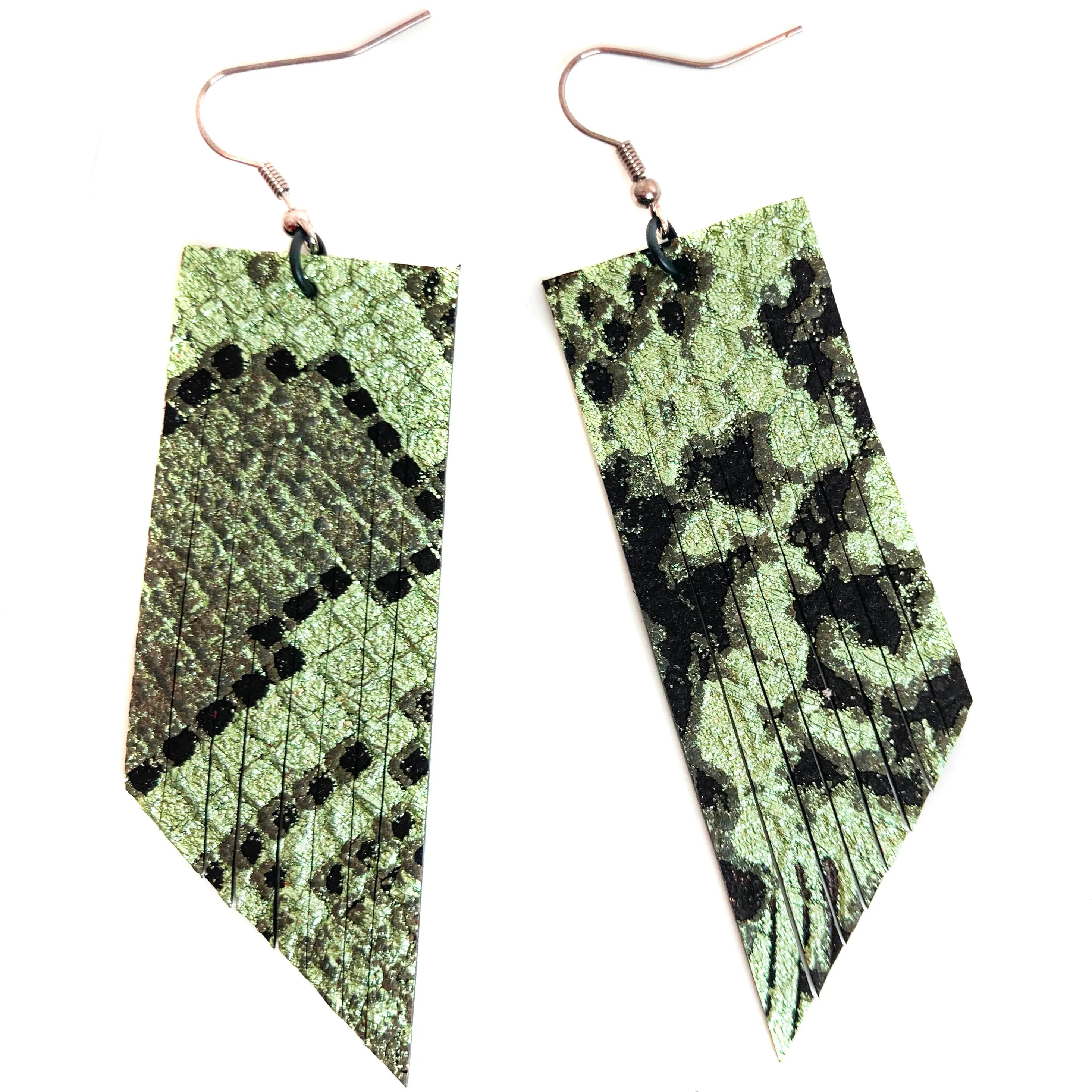 Metallic Jade Gucci Fringe Earrings