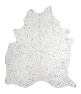 Metallic Silver White X-Large Brazilian Cowhide Rug 7'6"H x 6'5"W #A20258 by Hudson Hides