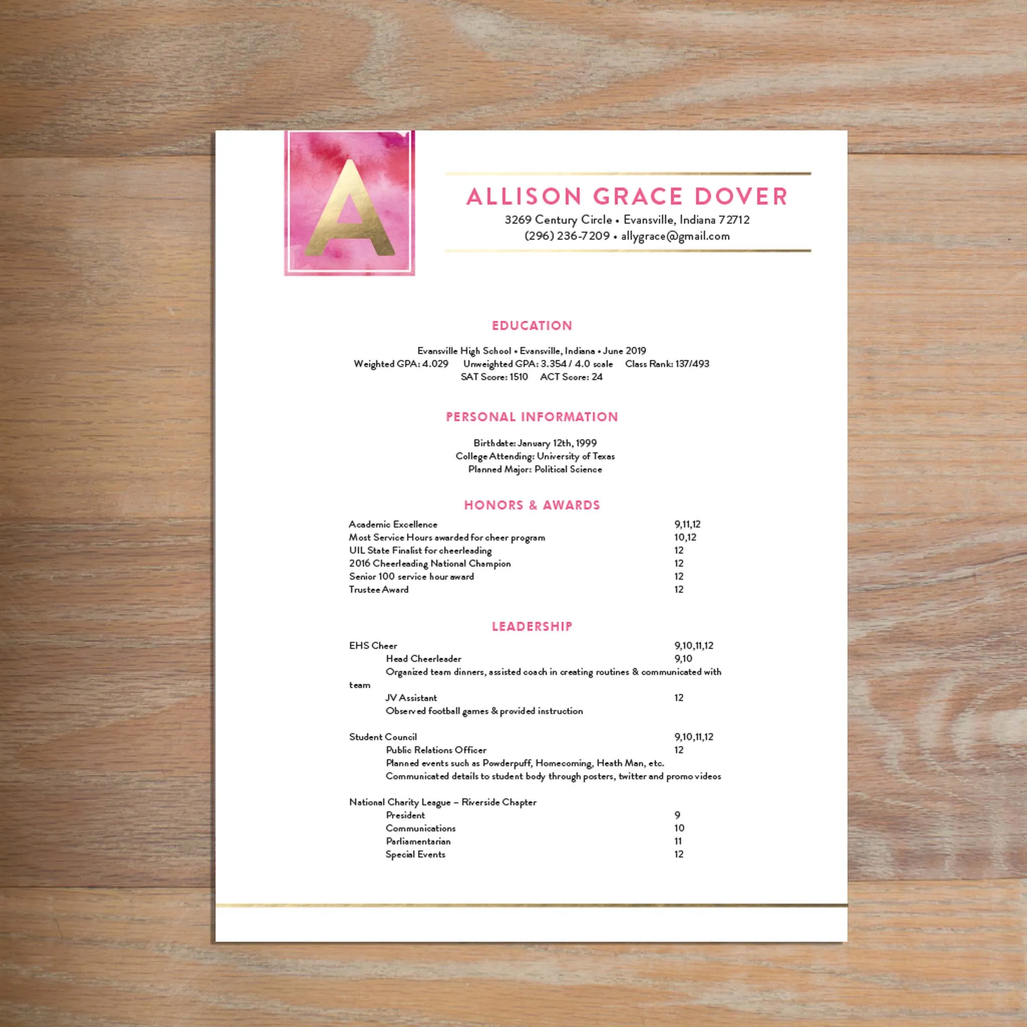 Modern Watercolor Custom Letterhead