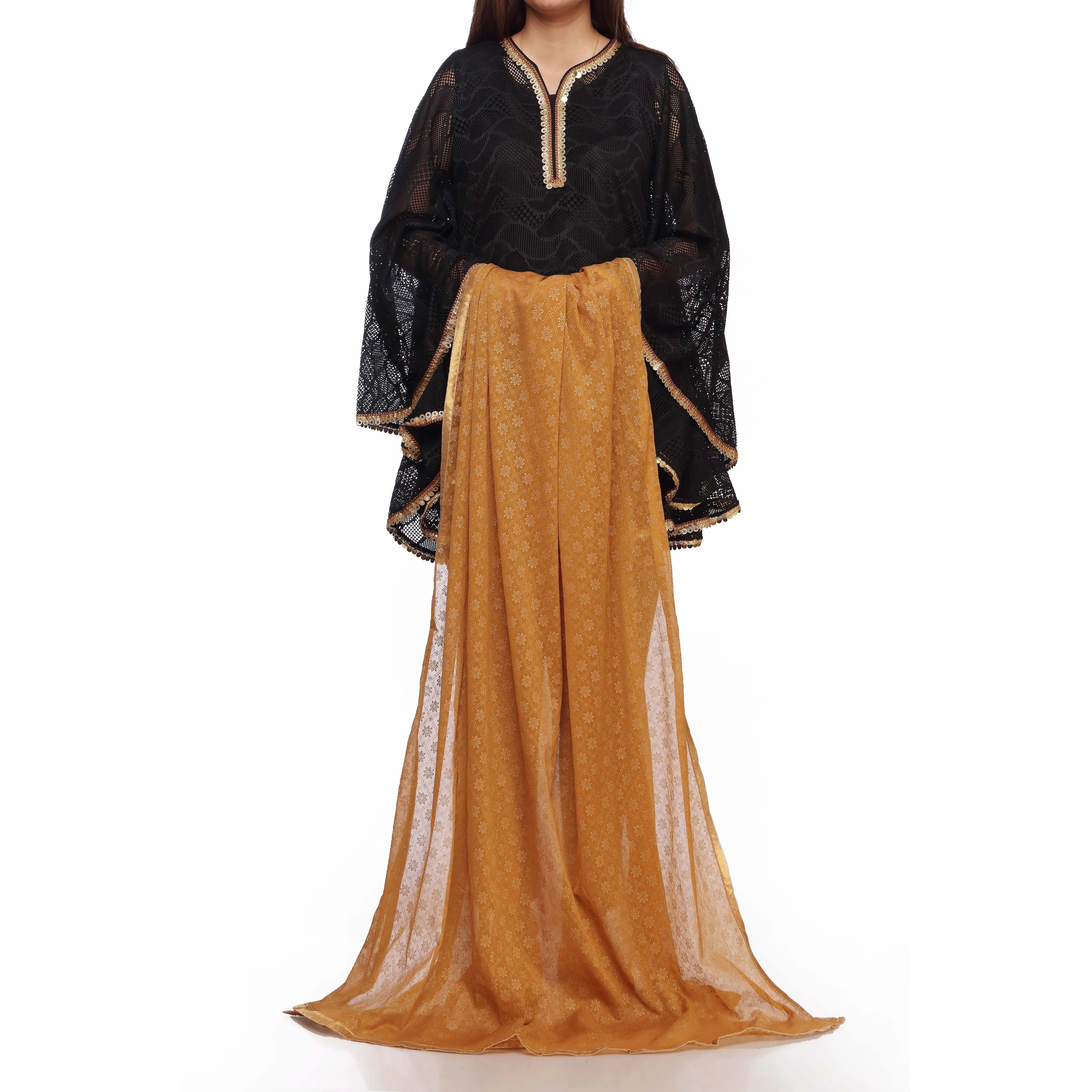 Mustard Printed Chiffon Dupatta PS4707