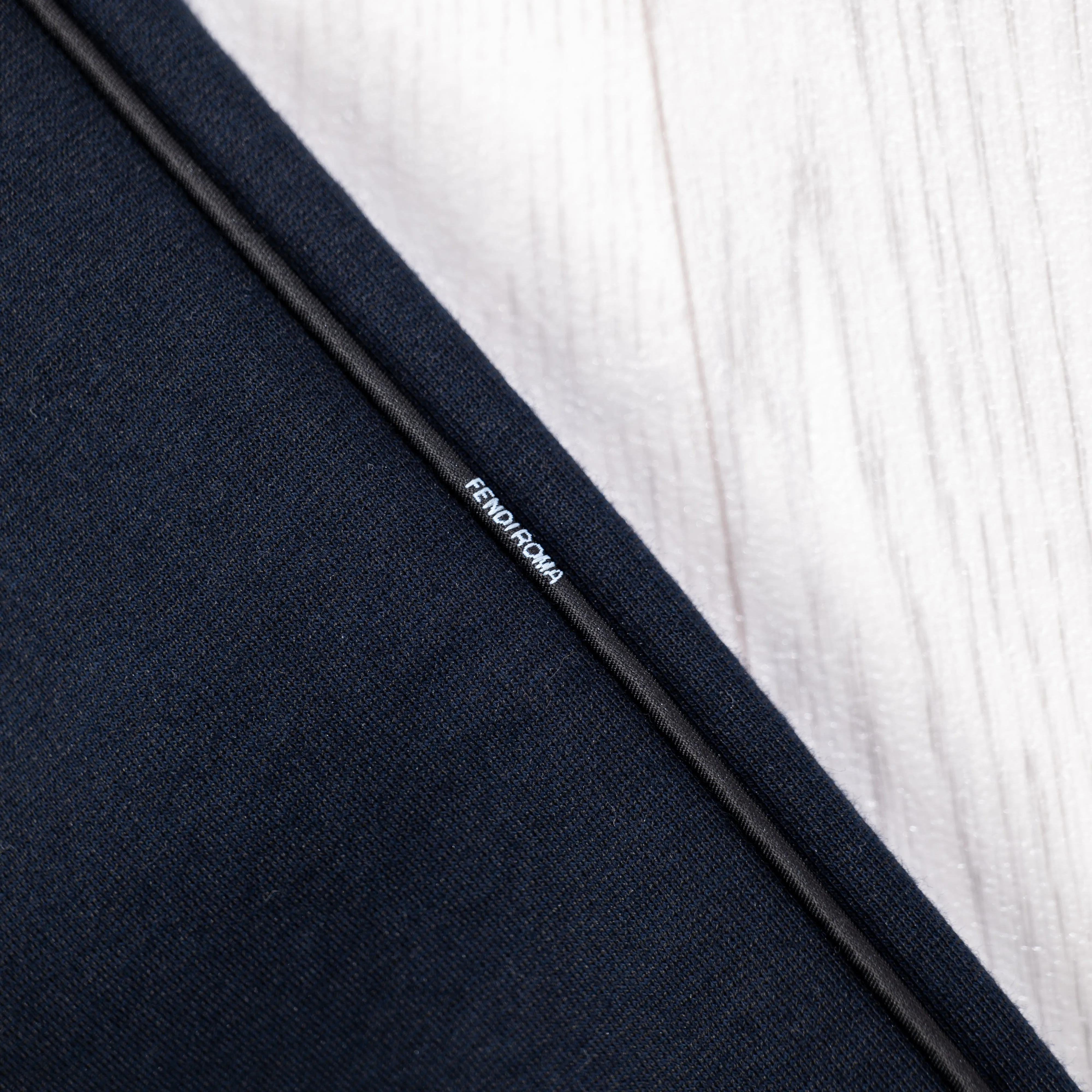 Navy Piped Logo Pants.