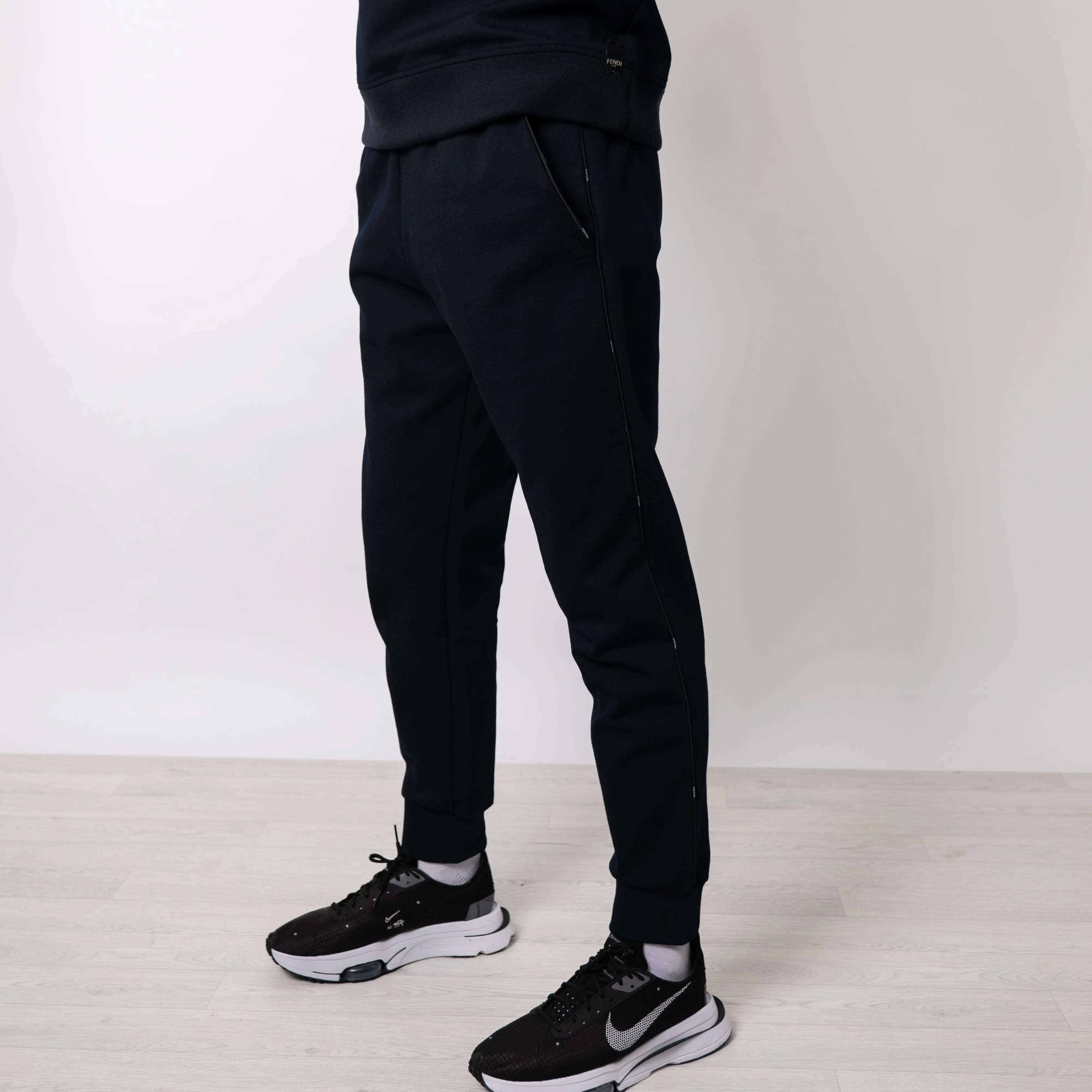 Navy Piped Logo Pants.