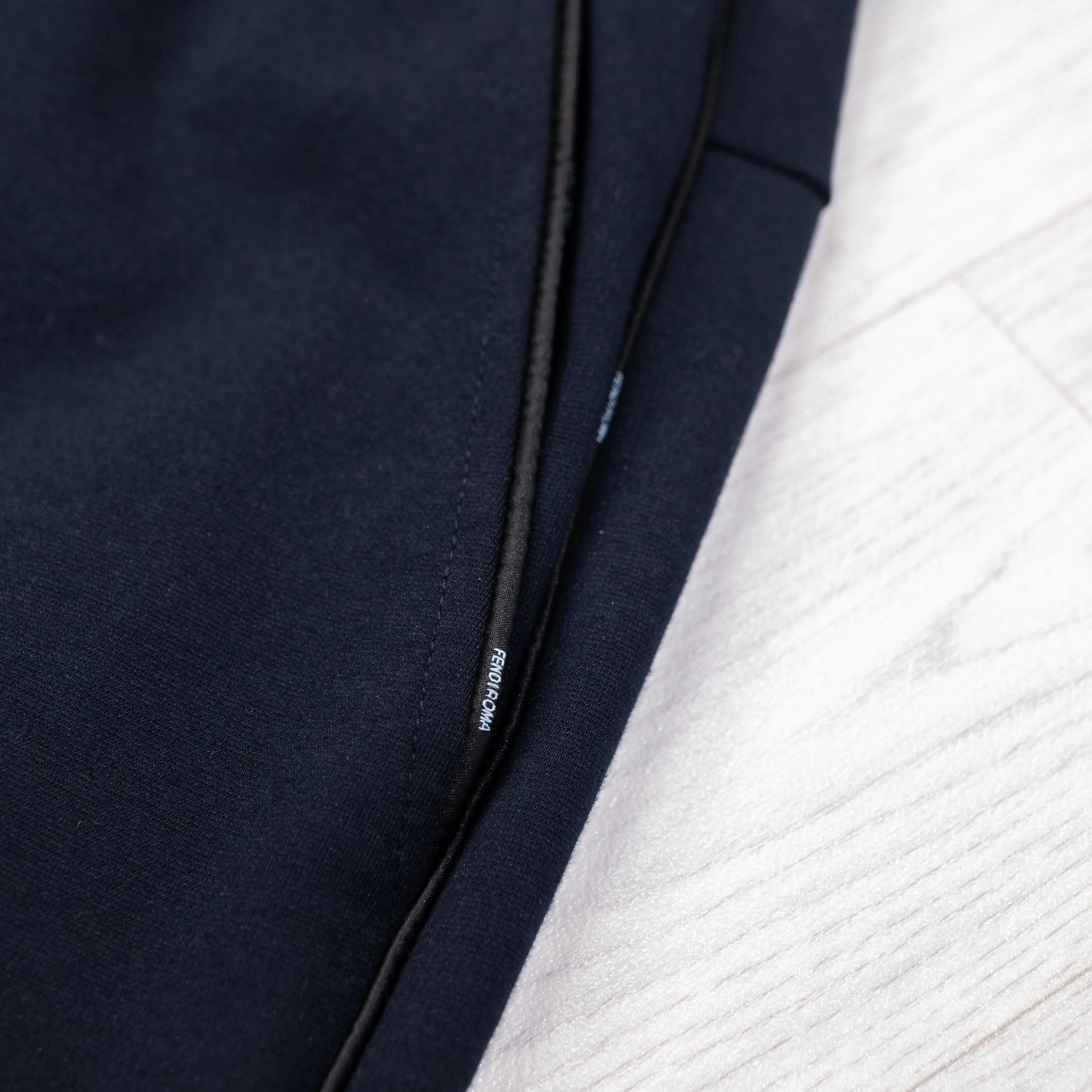 Navy Piped Logo Pants.