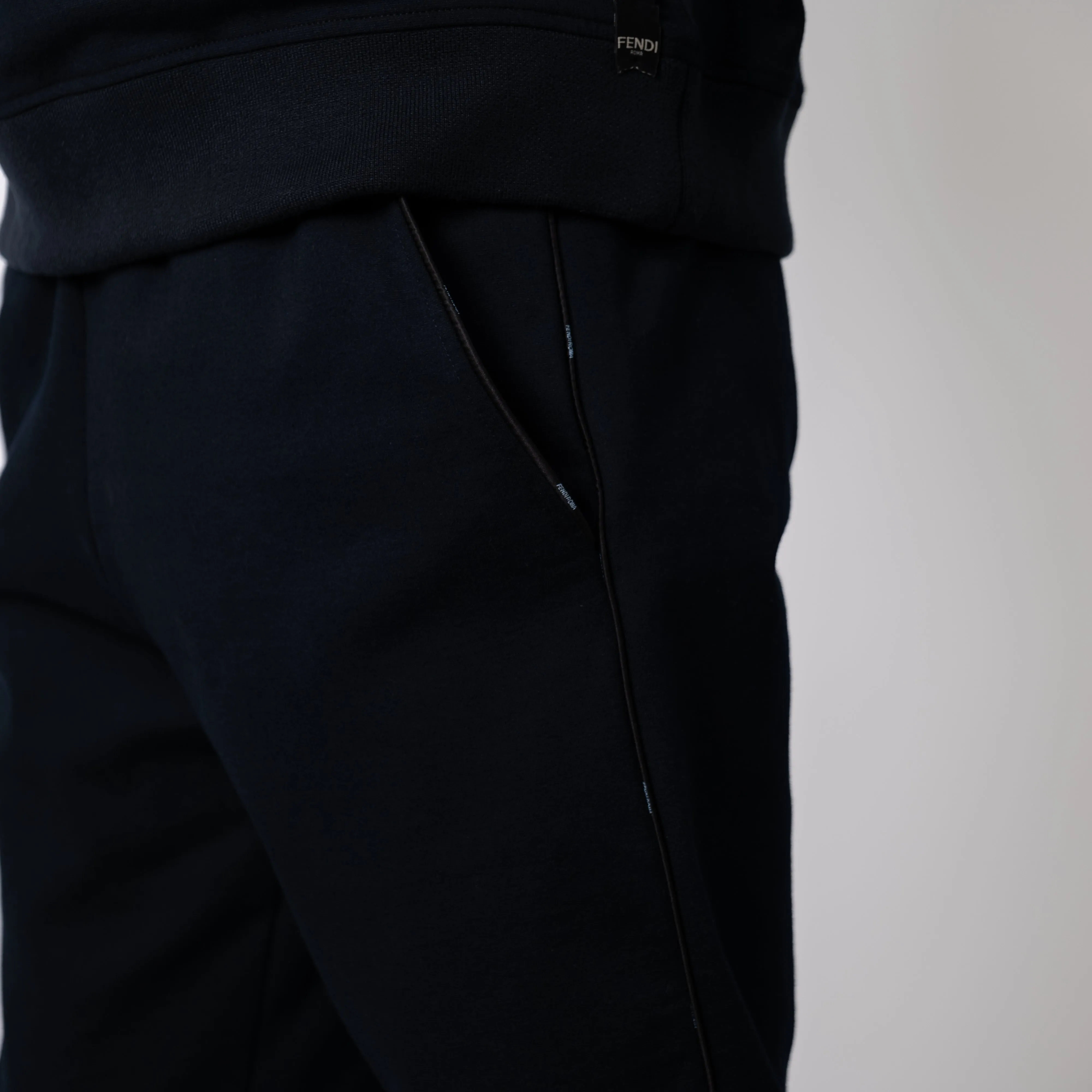 Navy Piped Logo Pants.