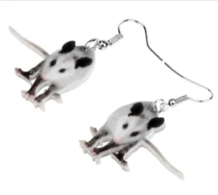 Opossum Acrylic Earrings and keychains-Realistic Cute Opossums!