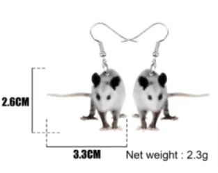 Opossum Acrylic Earrings and keychains-Realistic Cute Opossums!