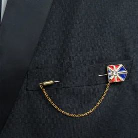 Peluche Union Jack Golden, Red and Navy Blue Colored Lapel Pin for Men