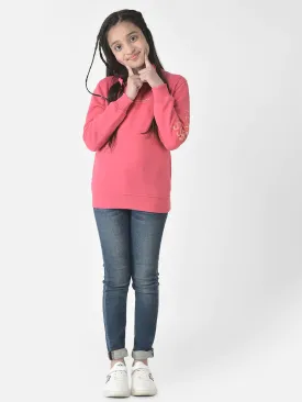 Raspberry Pink Brand-Typography Sweatshirt